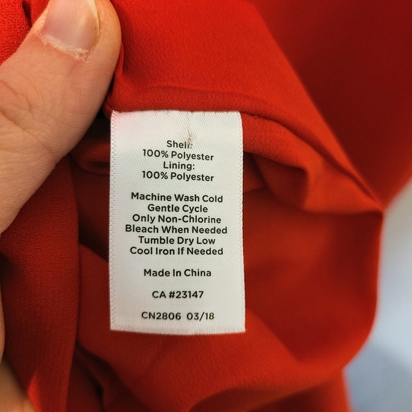 Talbots Bright Red-Orange Lacy Cutout Neckline Sheath w/ Bishop Sleeves Size 8 - Picture 5 of 7